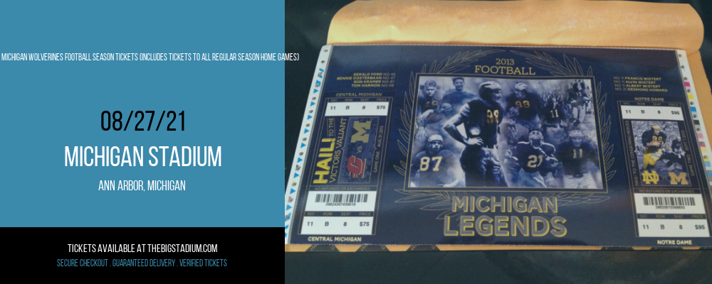 2021 Michigan Wolverines Football Season Tickets (Includes Tickets To All Regular Season Home Games) at Michigan Stadium tickets 2021 Michigan Wolverines Football Season Tickets (Includes Tickets To All Regular Season Home Games) at Michigan Stadium